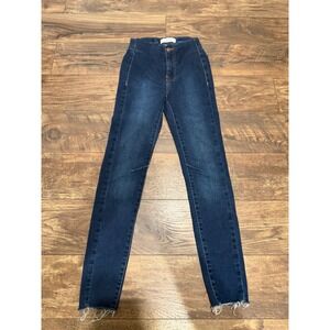 Free People We The Free Dark Wash High Rise Raw Hem Skinny Jeans Size 25